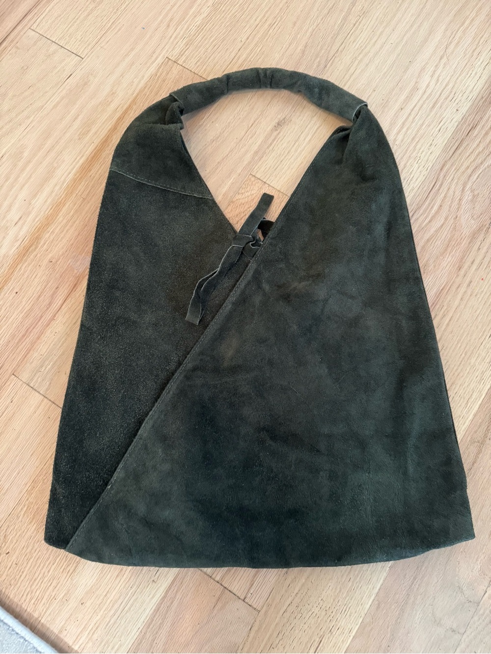Genuine suede leather slouchy hobo unlined dark green Italy